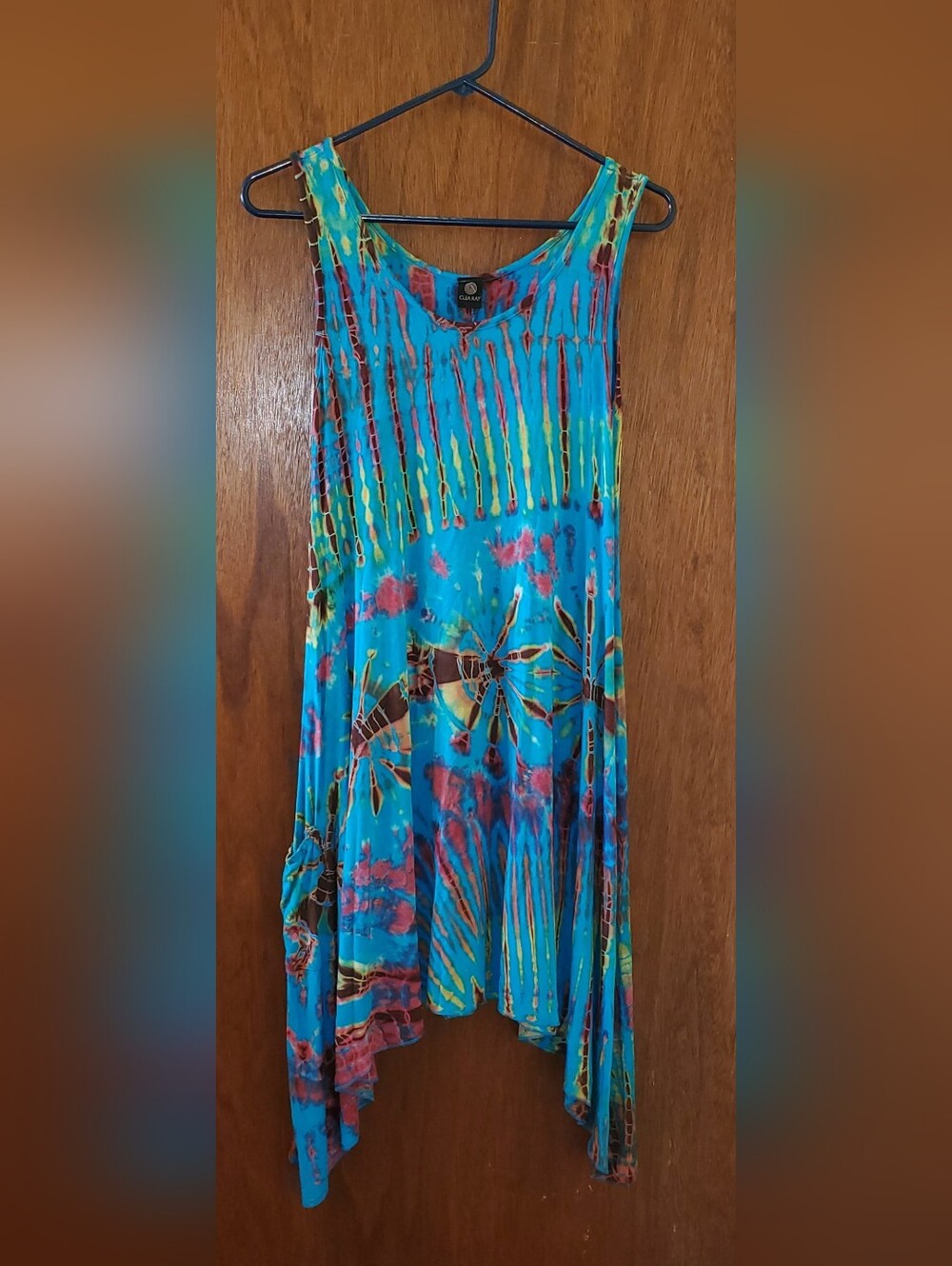 Clea Ray Sharkbite Tie-Dye Sleeveless Tunic Dress Sz Small